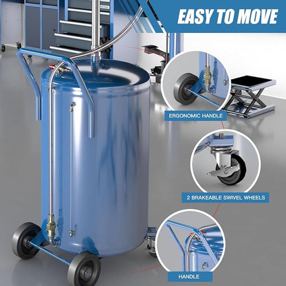20-Gallon Waste Oil Drain Tank, Portable Air Operated Oil Drains - Image 2