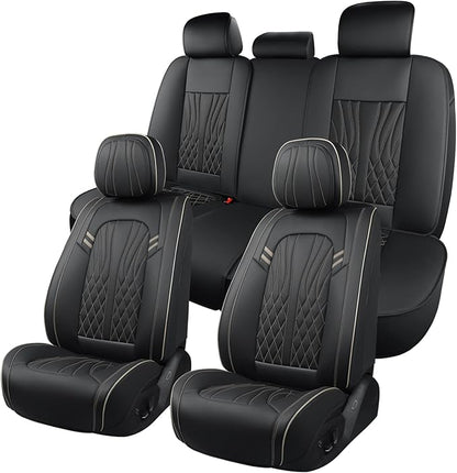 Leather Car Seat Covers 5 Pieces, Full Set Universal Seat Covers by MINGBRONCARSEATCOVER