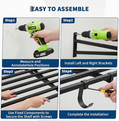 2 Pack Heavy Duty Garage Wall Shelves, 2x4ft Wall Mount Storage Shelf - Image 7