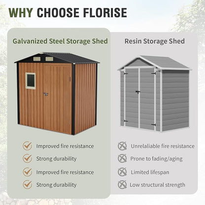 Outdoor Storage Shed 6x4 Ft, Lockable Metal Garden Shed - Image 7