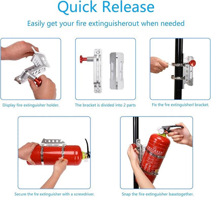 Universal Vehicle Fire Extinguisher Bracket, Aluminum Adjustable Quick Release - Image 7