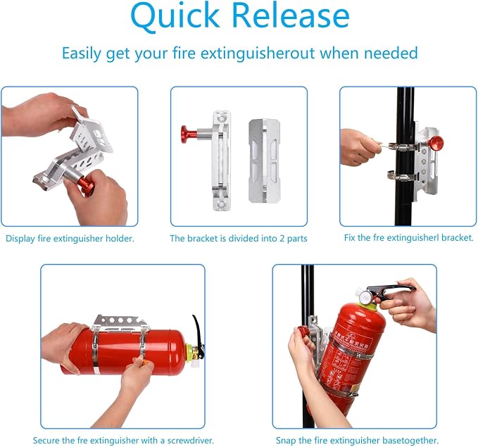Vehicle Fire Extinguisher Mount Bracket, Aluminum Adjustable Quick Release Roll - Image 7