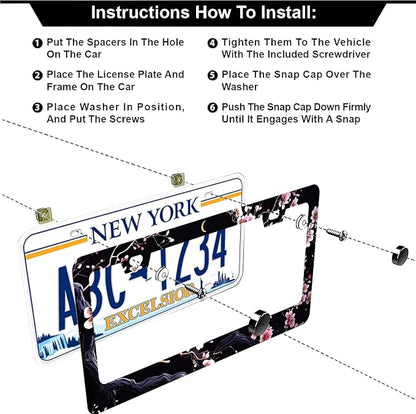 Watercolor Cherry Blossom License Plate Frames - Image 3