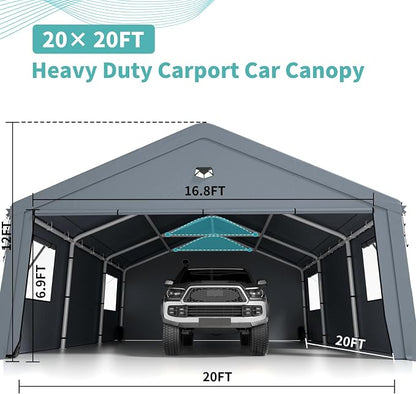 2 Car Carports 20X20 Heavy Duty，Car Ports - Image 2