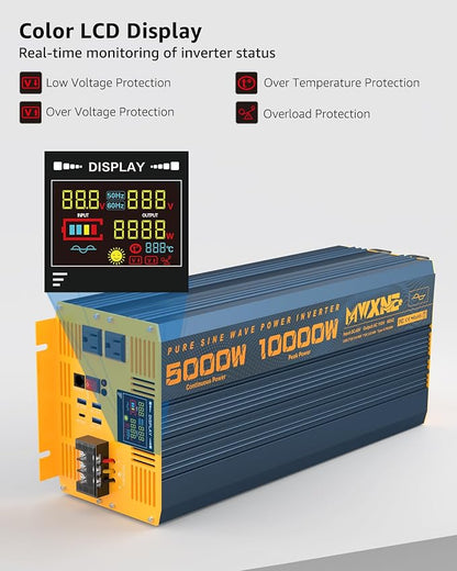 5000 Watt Power Inverter Pure Sine Wave 48V DC to 110V 120V 10000W Peak Heavy - Image 3