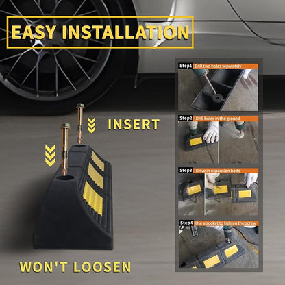 Parking Stopper for Garage Floor, Heavy Duty Rubber Car Wheel Curb Stoppers - Image 3