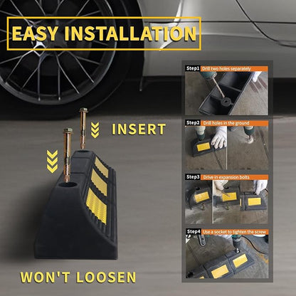 Parking Stopper for Garage Floor, Heavy Duty Rubber Car Wheel Curb Stoppers - Image 3