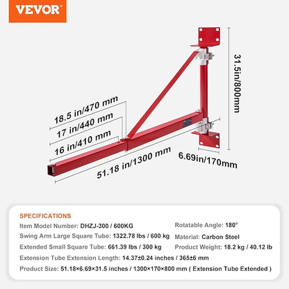 VEVOR Wall Mount Jib Crane, 1320 lbs Max Load Capacity Electric Scaffolding Lift - Image 7