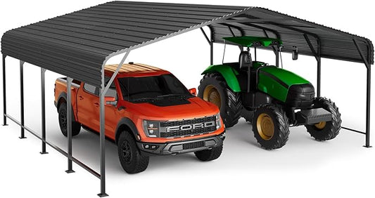 20x20 FT Metal Carport, Enhanced Base and Steel Roof by Unknown