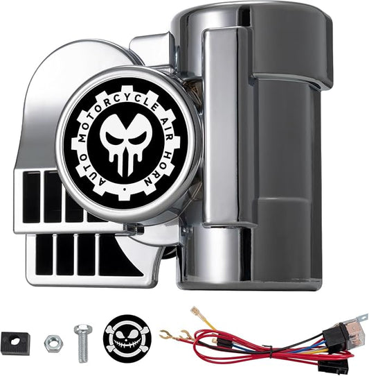 12V Snail Air Horn Train Horn for Motorcycle, Super Loud Air Horn Kit by AOLIHAN