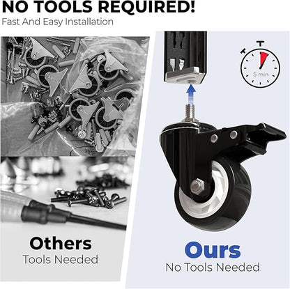 HOMEDANT House 5-Tier Metal Rolling Cart Shelf Rack Casters Heavy Duty - Image 16