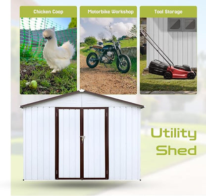 8 x 6 FT Outdoor Storage Shed, Metal Garden Tool Shed - Image 6