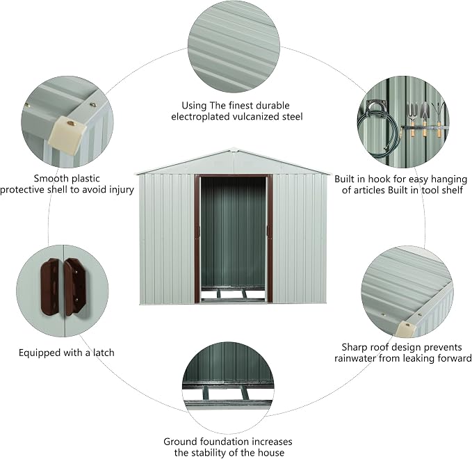 4x8 FT Outdoor Storage Shed, Metal Garden Shed - Image 3