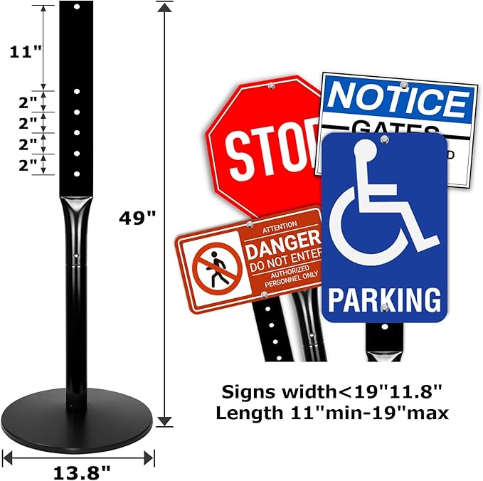 Parking Sign Post 49" Heavy Duty Cast Iron Parking Signs Stand, Movable Sign - Image 2