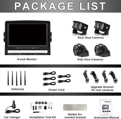 Fookoo HD 1080P 9" Wireless Backup Camera System, 9-inch Quad Split Screen - Image 9