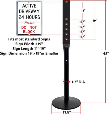 Heavy Duty Parking Sign Base Cast Iron 48" Parking Sign Post, Heavy Duty Cast - Image 3