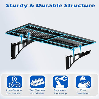 YOLENY 2-Pack 1.64x4FT Adjustable Heavy Duty Garage Wall Shelving, 500lbs Load - Image 2