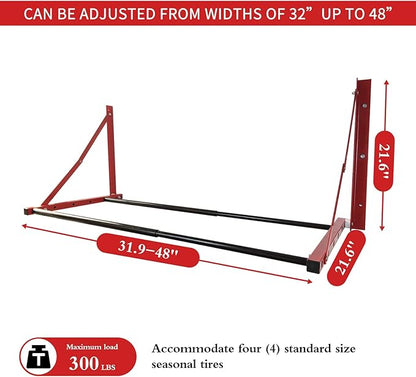 ROBLOCK Folding Tire Wheel Rack Wall Mount Multi-Tire Spare Carriers Garage x - Image 2