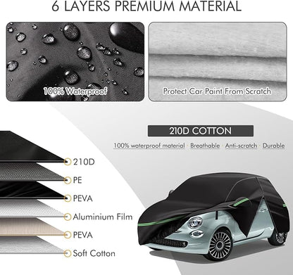 Replace for 2007-2023 Fiat 500/500C Car Cover 210D Outdoor Waterproof UV Snow - Image 2