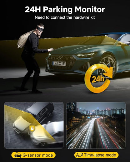 GKU Dash Cam Front and Rear, 3.18'' Touchscreen, 4K+1080P Dashcam, Built-in GPS - Image 5