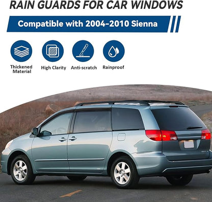 4pcs Front+Rear Smoke Tint Sun/Rain Guard Outside Mount Tape-On Vent Window - Image 2