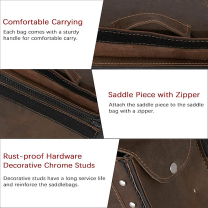 Dream Apparel Naked Cowhide Leather Motorcycle Saddle Bags Throw Over Saddlebags - Image 5