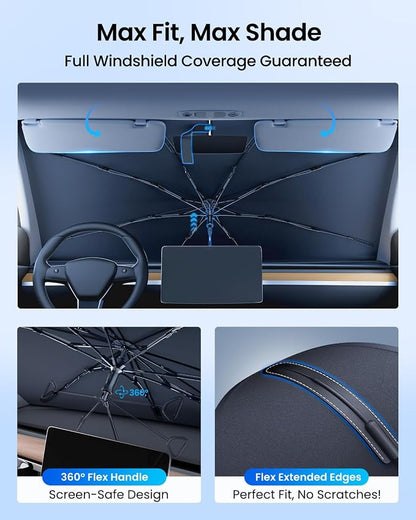 REEVAA 2025 Upgraded Car Windshield Sun Shade Umbrella Protect Interior - Image 4