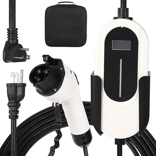 Level 1&2 EV Charger, 16A 110-240V Dual Voltage, NEMA 6-20 & 5-15 Plug by GarveeTech