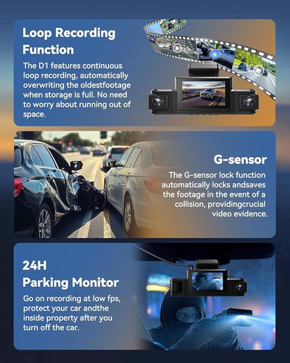 4 Channel Dash Cam 360° View, Front and Rear Inside Left Right, 2K Dash Camera - Image 4