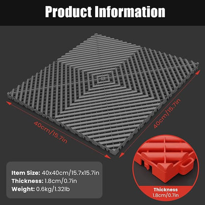 15.7"x15.7" Garage Flooring Tiles, Non-Slip Interlocking Plastic Garage Floor - Image 7