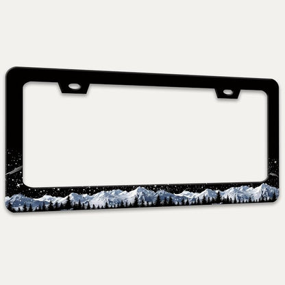 Snow Mountains License Plate Frame Starry Sky Mountain Forest License Plate - Image 7