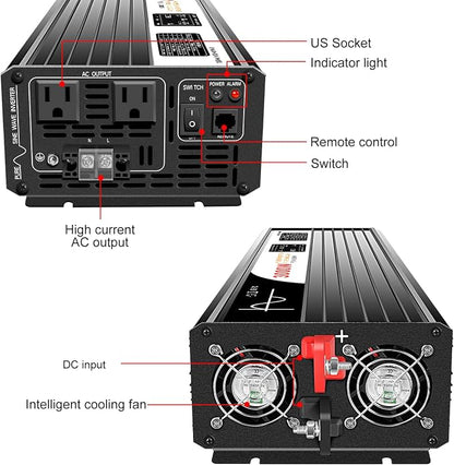 Xijia LCD-Display 3000W dc 48v to 110V 120V ac 60HZ Pure sine Wave Solar - Image 3