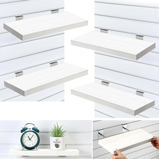 4 Pack Wooden Slatwall Shelf, 16.1" D x 6.7" W x 1.1" H Slatwall Shelves by Landical