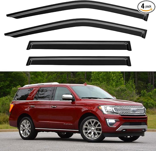 Window Visors Rain Guards for 2018-2024 Ford Expedition, Out-Channel Window by YQAUTEC