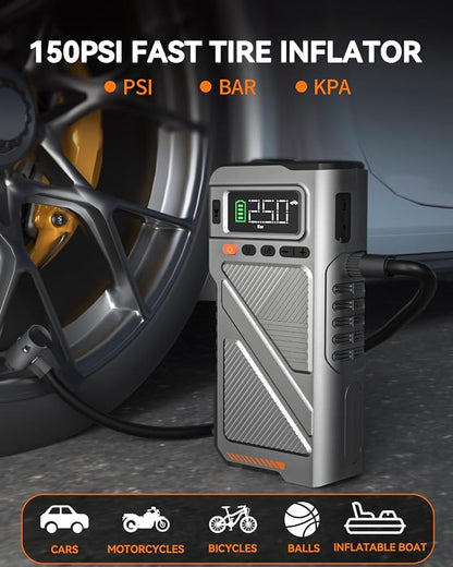 2025 Car Jump Starter with Air Compressor, Portable 6000A 150PSI Car Battery - Image 2