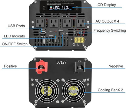 LVYUAN 5000 Watt Power Inverter 12V to 110V 120V - Image 3
