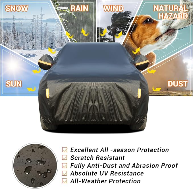 Tecoom Car Cover Waterproof All Weather, Thick Fleece Lining Car Covers - Image 4