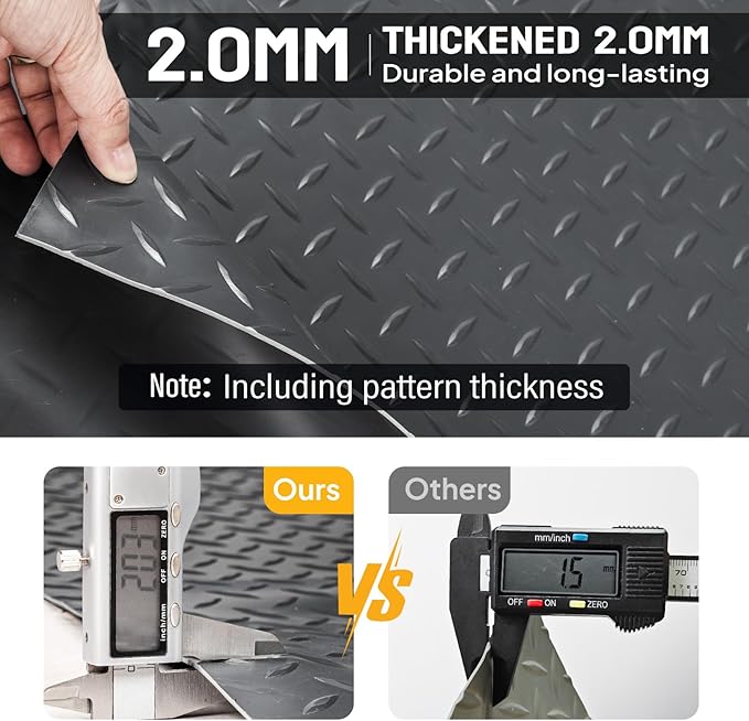 TUFFIOM 5 x 10 FT Garage Floor Mat, Thickened Diamond Plate PVC Garage Mats - Image 7