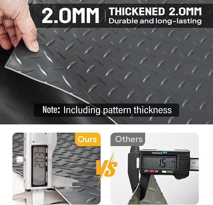 TUFFIOM 7.5 x 20 FT Garage Floor Mat, Thickened Diamond Plate PVC Garage Mats - Image 7