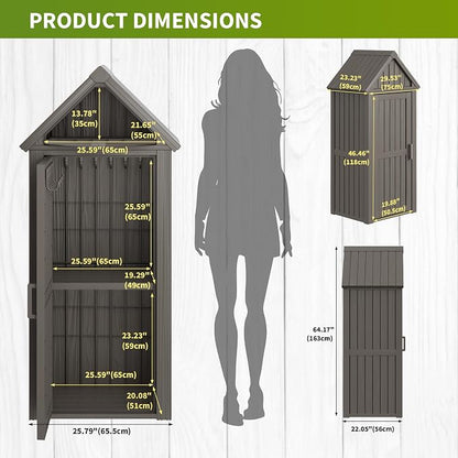 Shed Outdoor Storage Shed with Sloping Roof and Lockable Door, Resin Outdoor - Image 9