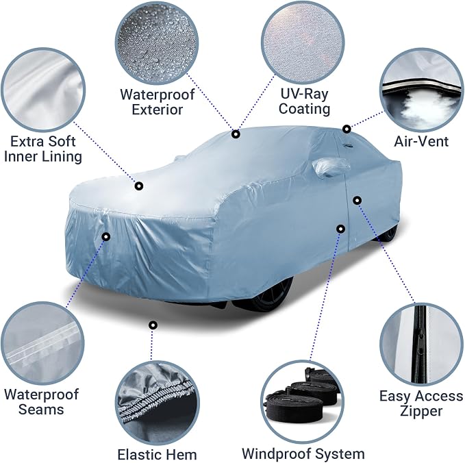 iCarCover Custom Car Cover for Chevy Camaro STD, Waterproof All Weather Rain - Image 4