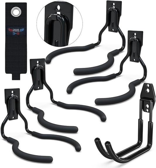 3-H Weed Eater Hanger 4 Pack, 1 Garden Hose Holder, 1 Extension Strap, Utility by 3-H