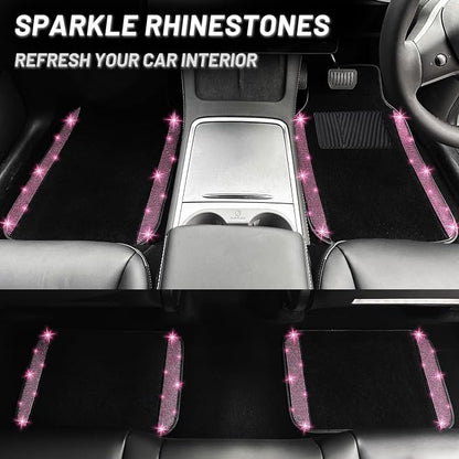 NBTEPEM Pink Bling Car Floor Mats Full Set, Universal Fit Most Cars - Image 4