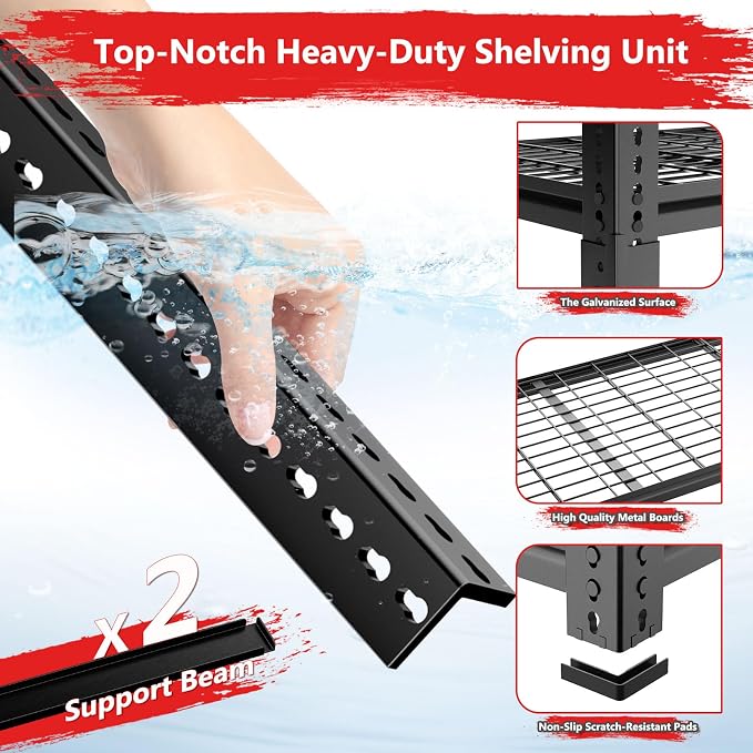 Storage Shelves 2PCS, Garage Shelving Heavy Duty 2640LBS Capacity, 4 Tier - Image 5