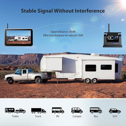 4 Magnetic Solar Wireless Backup Camera HD1080P 7" DVR Monitor, 3Mins No-Wire - Image 7