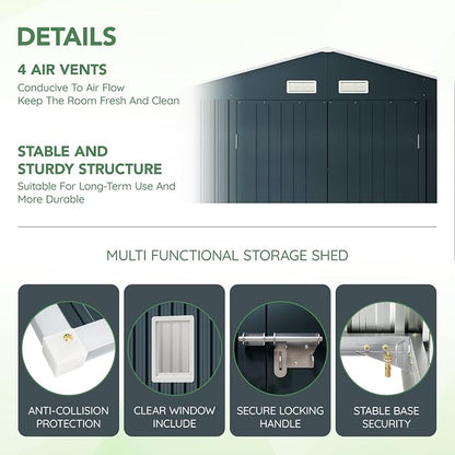 10X12X7.5 FT Outdoor Steel Storage Shed - Image 6