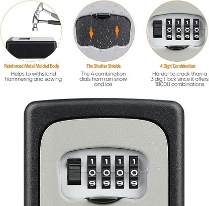 Key Lock Box Wall Mounted, Fayleeko 4 Digit Combination Lockbox - Image 6