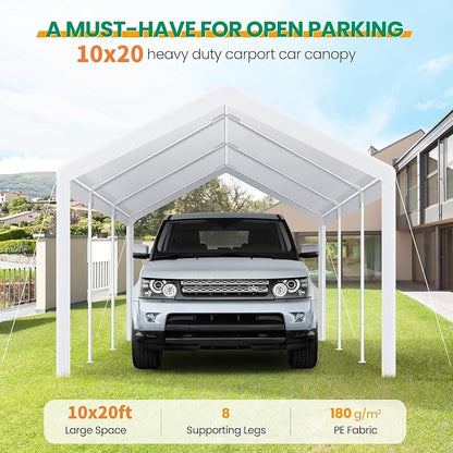 COBIZI Carports 10x20 Heavy Duty Car Tent Garage, Galvanized Frame Car Canopy - Image 2