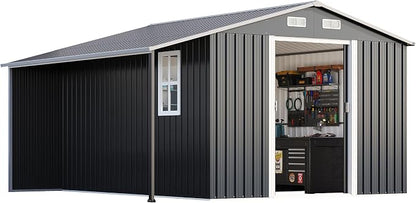 Jocisland 10.6x10.3x6.3 FT Galvanized Metal Storage Shed - Image 8
