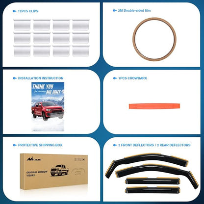 Nilight in Channel Rain Guards for Chevrolet Silverado 1500 Crew Cab/GMC Sierra - Image 7